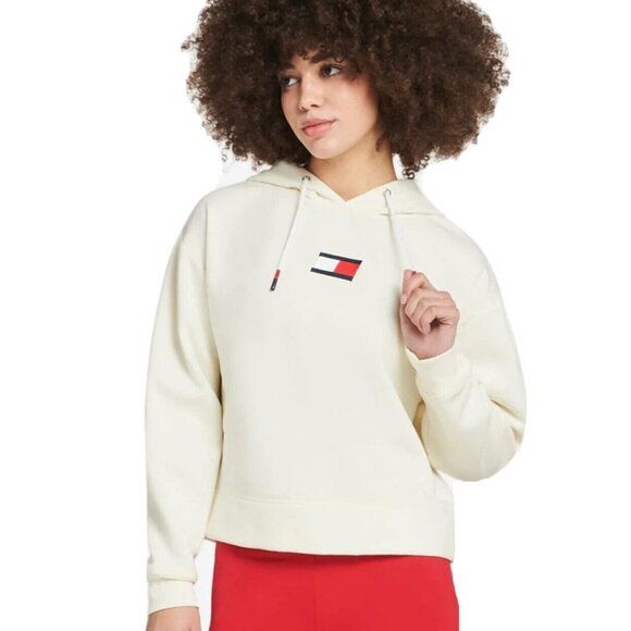 New TOMMY HILFIGER Pullover Logo Eggshell Women.Hoodie Sweatshirt P2454 - Picture 1 of 10